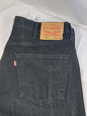 Levi's 501 Original Fit Button Fly Black Denim Jeans 38x34